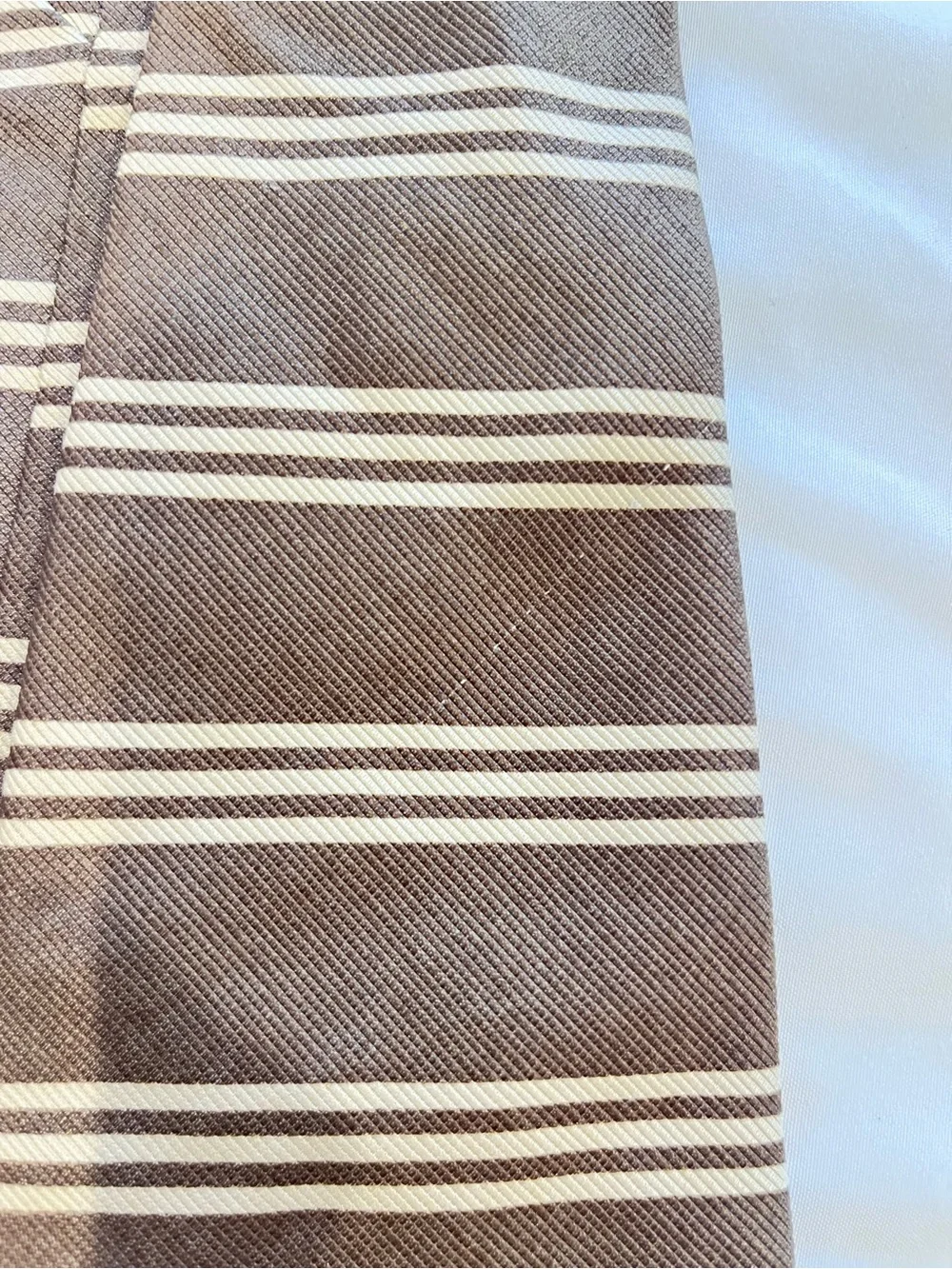 Structure Silk & Cotton Neck  Tie Striped Brown Tan Stripes NWT